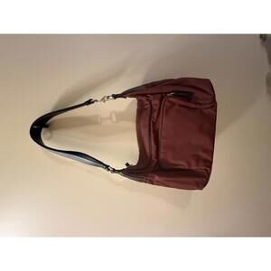 Coach Maroon Shoulder Bag with Black Strap